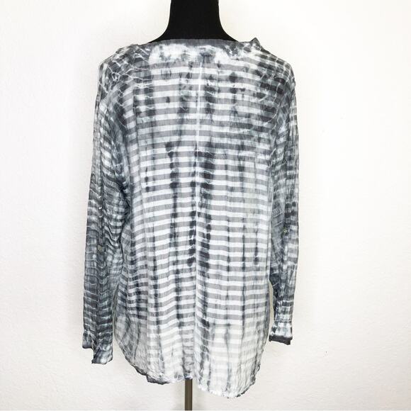 Soft Surroundings black gray sheer striped popover top size Petite Extra Large - Picture 15 of 15